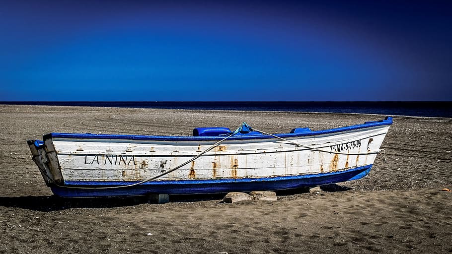 boat, dry, sea, sunset, fishing, ocean, old, beach, water, sand HD wallpaper