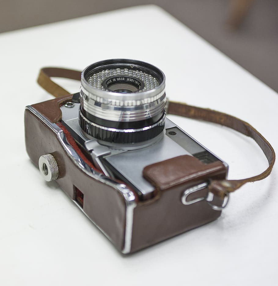 brown and gray mirrorless camera, indoors, close-up, no people HD wallpaper
