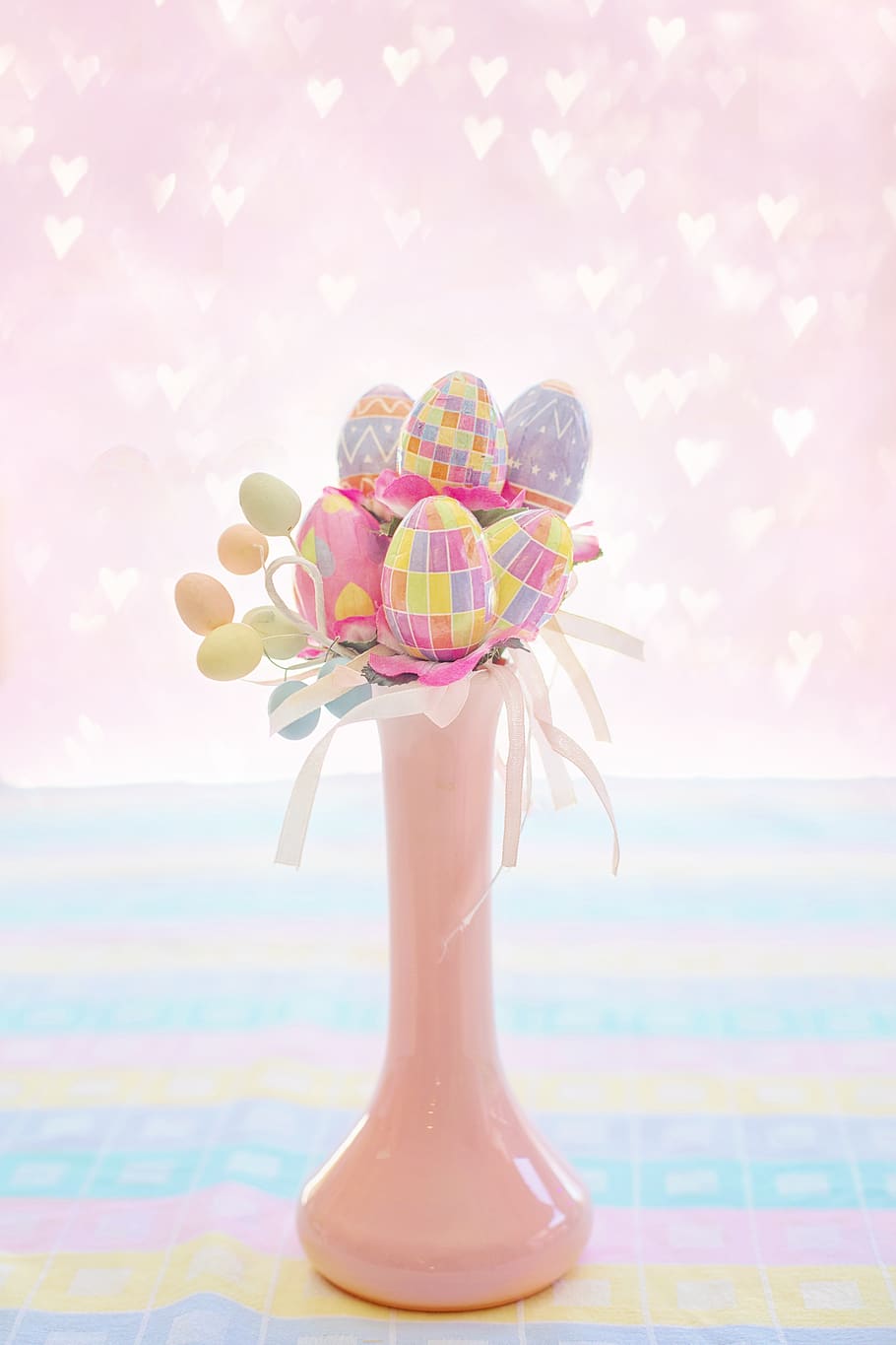 easter, eggs, colorful, spring, colored, cheerful, text space HD wallpaper