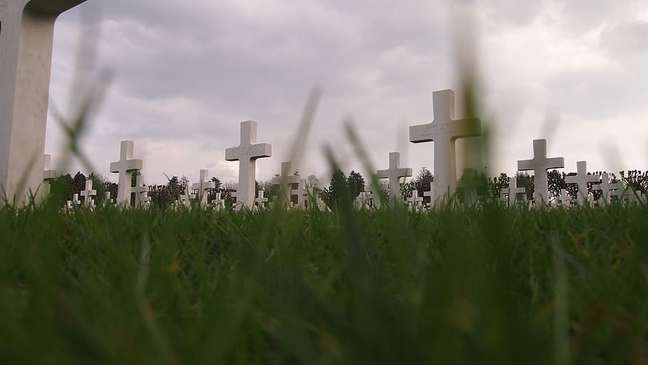 sky, cross, nature, grass, perspective, military cemetery, verdun1918 HD wallpaper