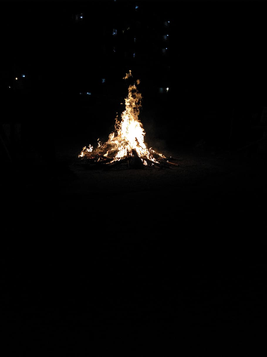 fire, flame, bonfire, promontory, silhouette, cushion, launch