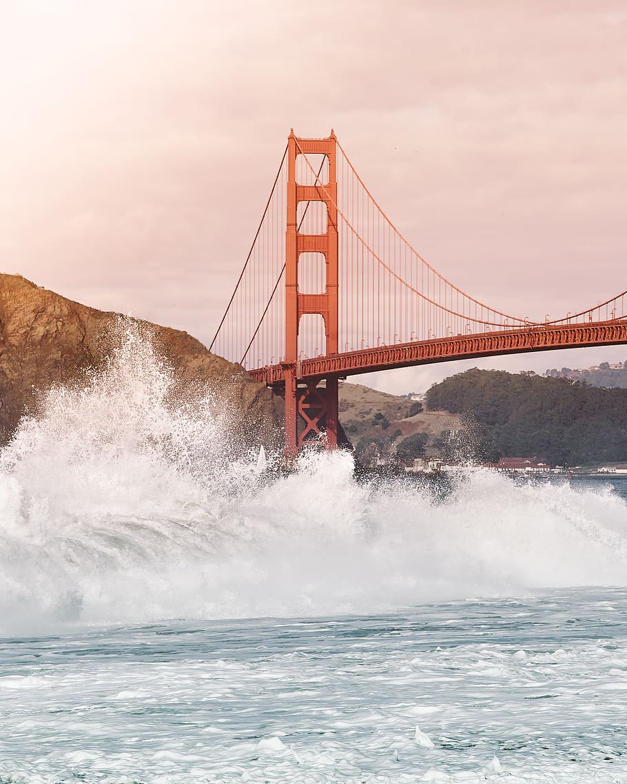 sea, ocean, water, waves, nature, bridge, architecture, structure HD wallpaper
