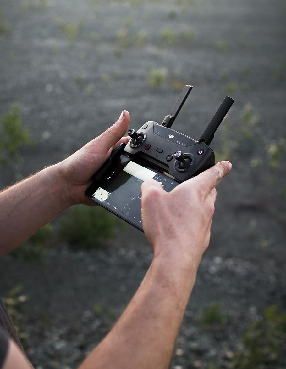 black quadcopter remote, hands, back, darkness, rain, happy, smoke HD wallpaper