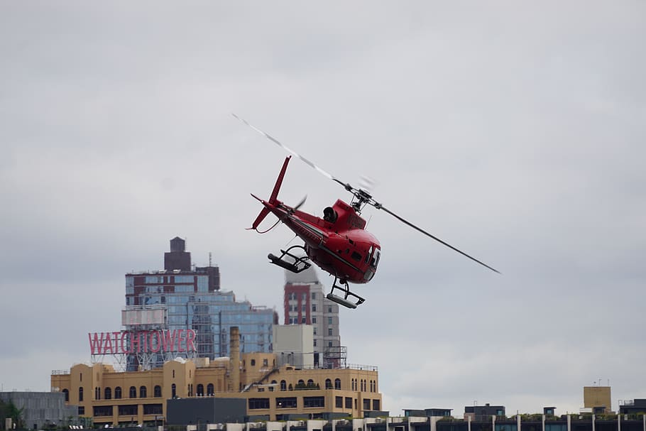 flying red helicopter during daytime, aircraft, transportation HD wallpaper