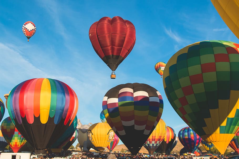 reno, united states, fly, float, sky, blue, sunrise, hot air balloon HD wallpaper