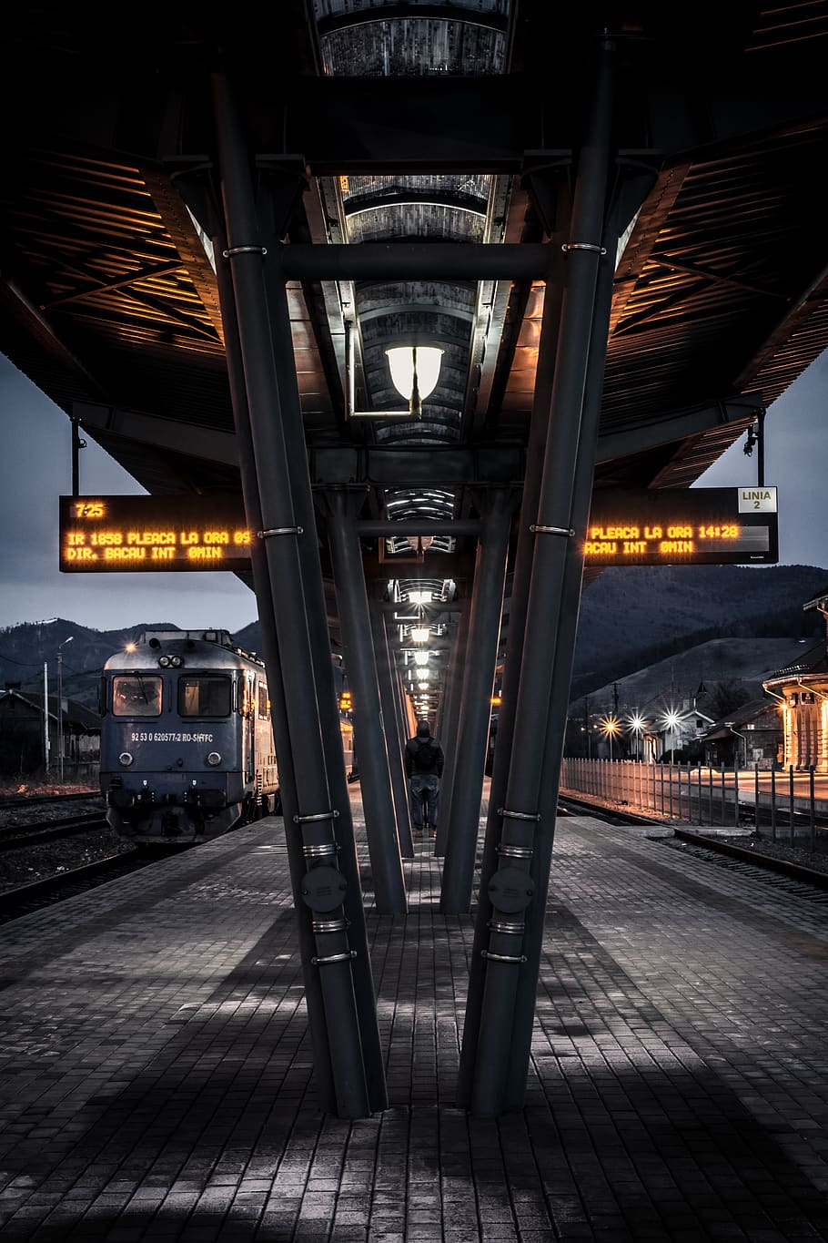 train station during night, vehicle, terminal, transportation HD wallpaper