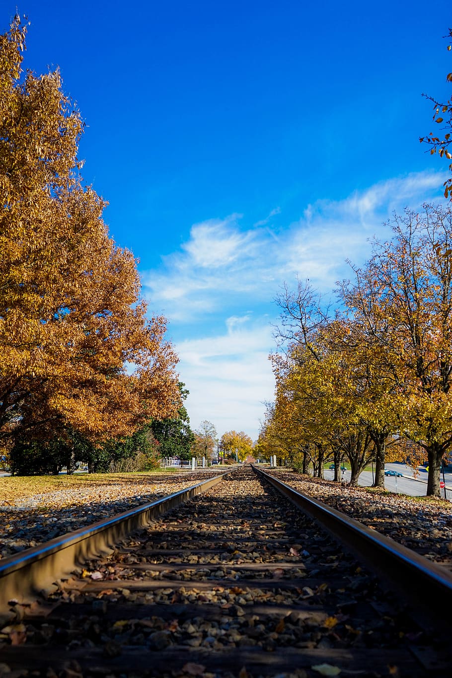 rail, train track, railway, transportation, road, gravel, dirt road HD wallpaper