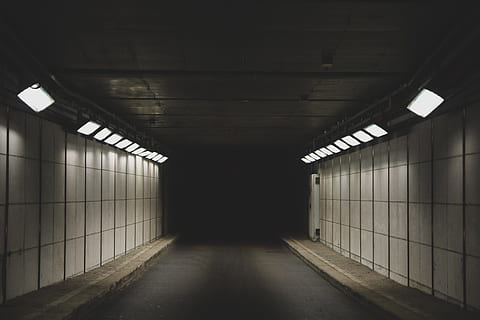 photo of gray tunnel, light, road, subway, city, quiet, dark HD wallpaper