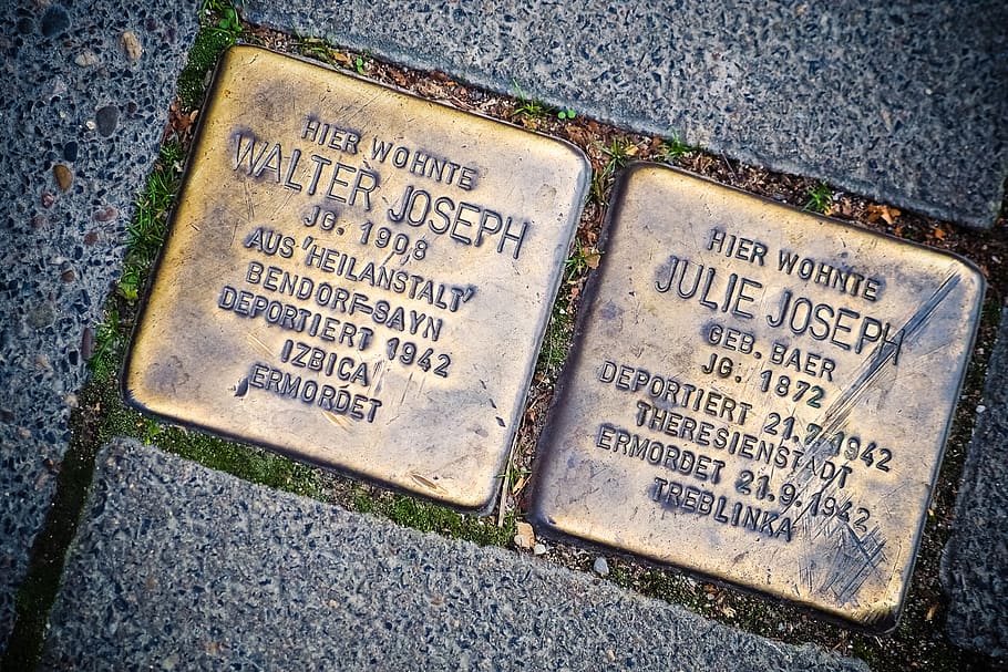 stumbling blocks, memory, brass, memorial, holocaust, name HD wallpaper