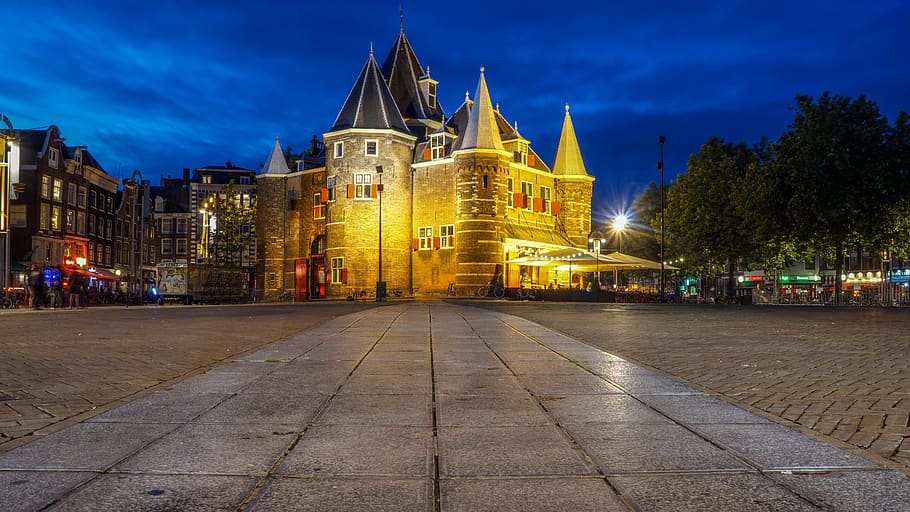 White and Gray Castle Near Green Trees, amsterdam, architecture, HD wallpaper