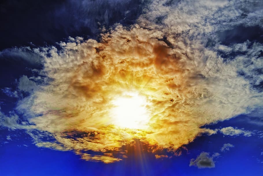 sunbeam, clouds, sky, cloudiness, breakthrough, hope, enforce HD wallpaper