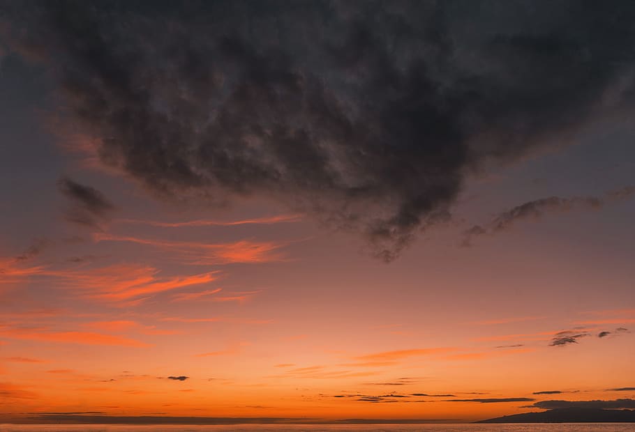 orange sky during sunset, nature, outdoors, dawn, dusk, red sky HD wallpaper