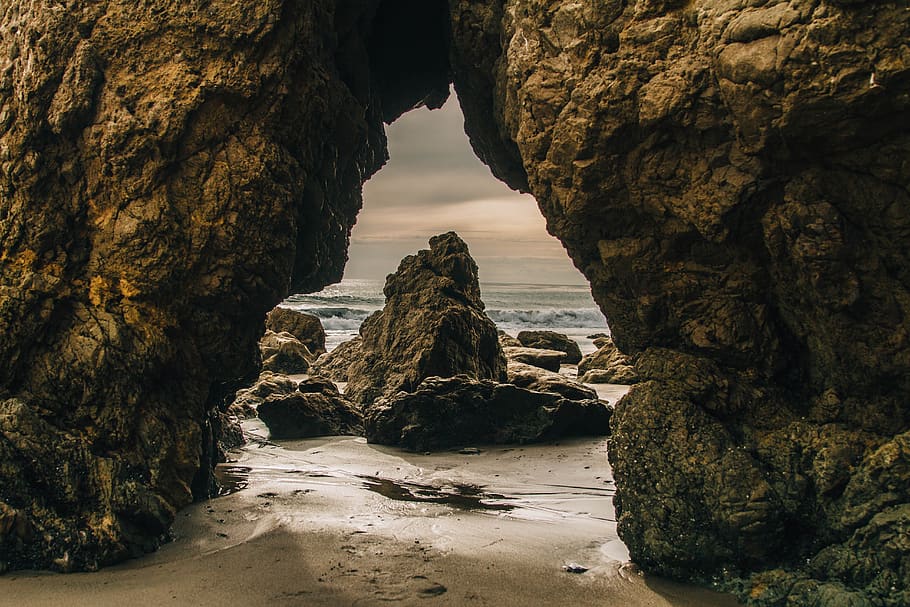 sea, ocean, water, waves, nature, rocks, coast, shore, cliff HD wallpaper