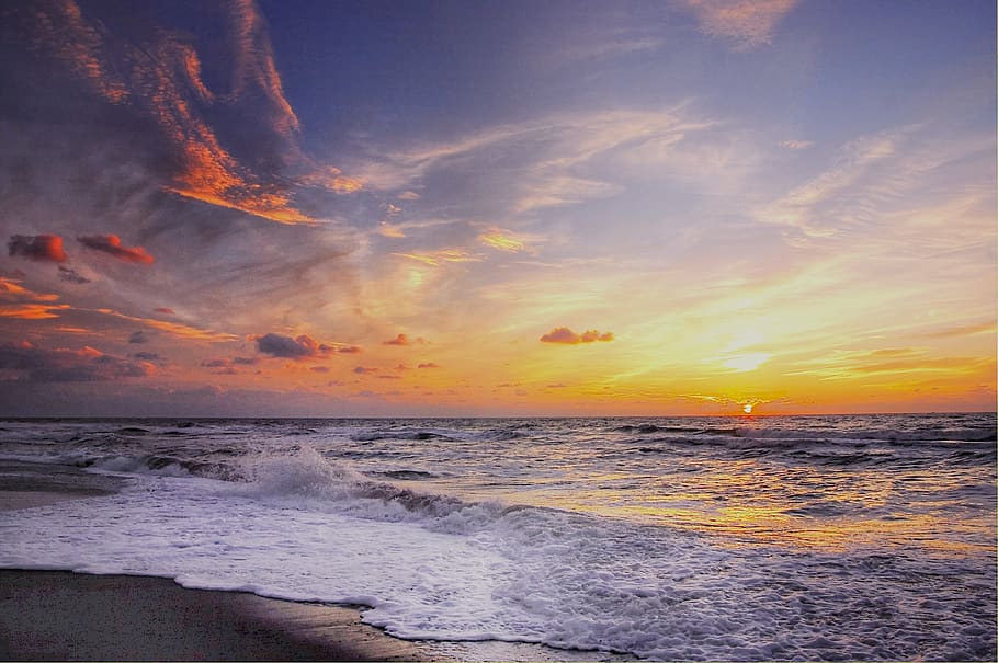 sun, sea, denmark, ocean, water, sunset, beach, sky, summer HD wallpaper