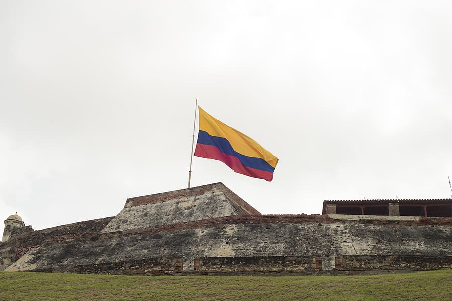 colombia, flag, strong, sky, architecture, built structure, HD wallpaper