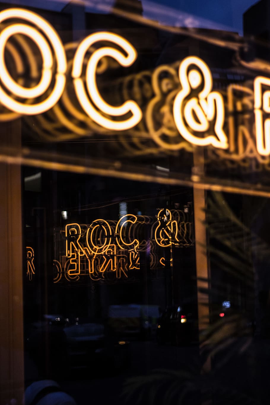 white Roc & Rye neon signage, depth, shop front, manchester, rock, HD wallpaper