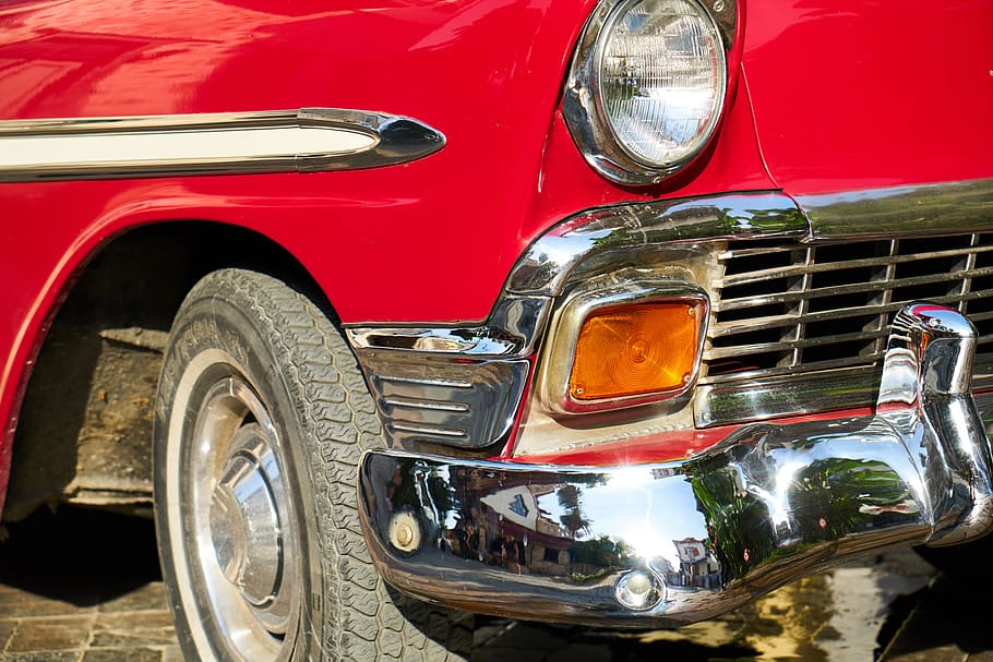 car, classic, red, old, metal, transport, retro, antique, shiny, HD wallpaper