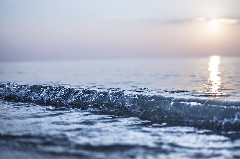 greece, paralia, blue, reflection, splash, water, wave, sand HD wallpaper