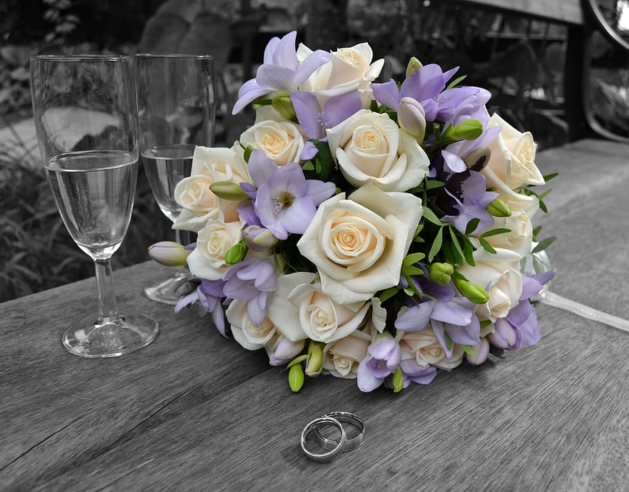 wedding, ring, romantic, love, roses, romance, floral, flower HD wallpaper
