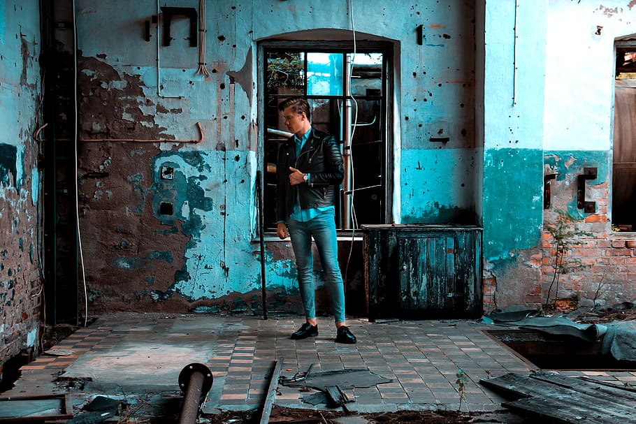man standing near window, one person, real people, abandoned HD wallpaper
