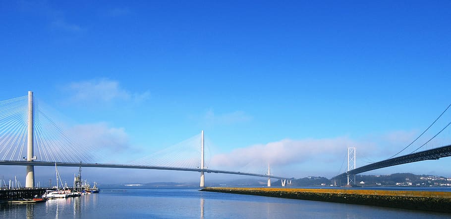 building, bridge, nature, suspension bridge, outdoors, sky, HD wallpaper