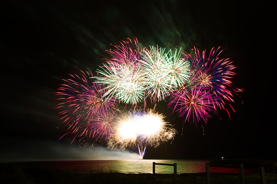 australia, esperance, fireworks, lights, perth, beauty, longexposure HD wallpaper