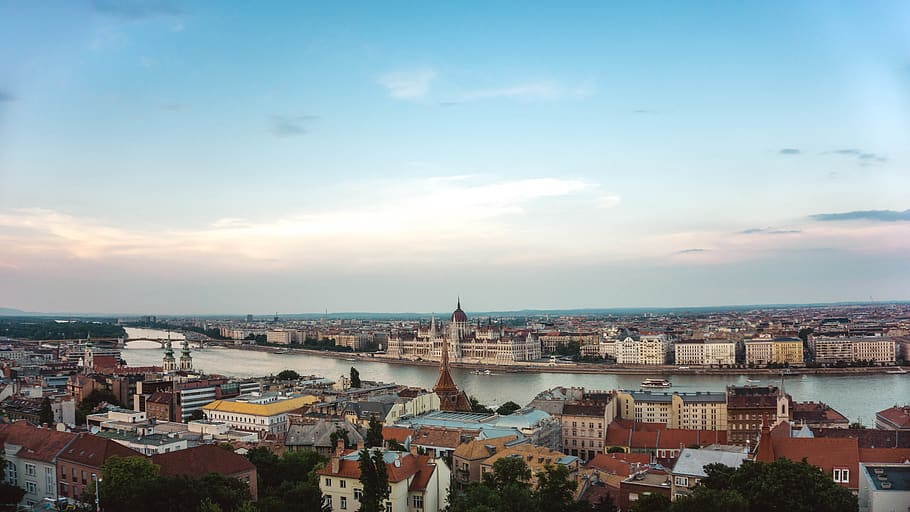 hungary, budapest, skyline, river, cityscape, blue, architecture HD wallpaper