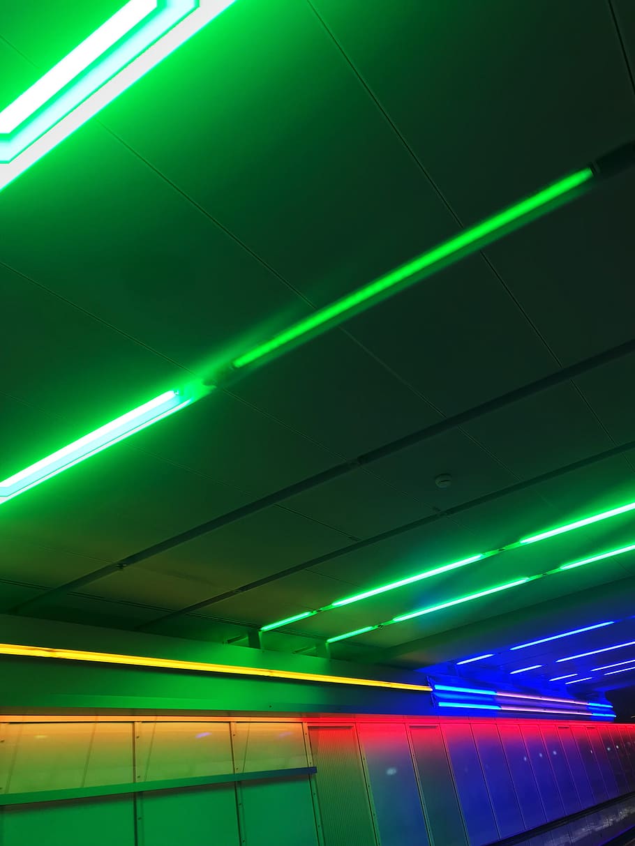 light, laser, neon, tunnel, lighting, led, elevator, mirror, HD wallpaper