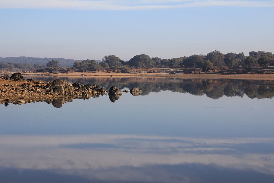 mirror, sea, mirroring, reflection, nature, landscape, water HD wallpaper