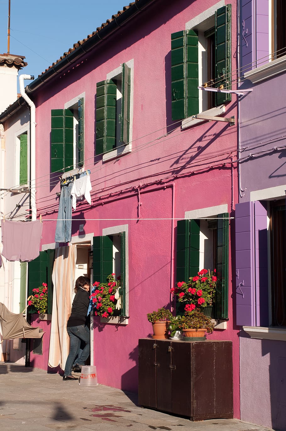 italy, venice, burano, architecture, color, pink, building exterior