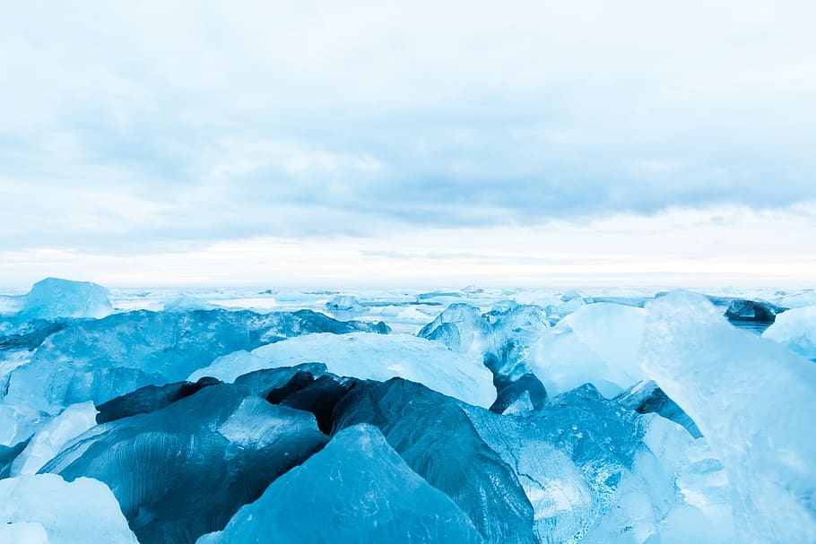 iceberg, cold temperature, winter, snow, sky, frozen, environment HD wallpaper
