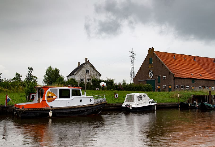 netherlands, nationaal park de biesbosch, mail, boat, water, HD wallpaper