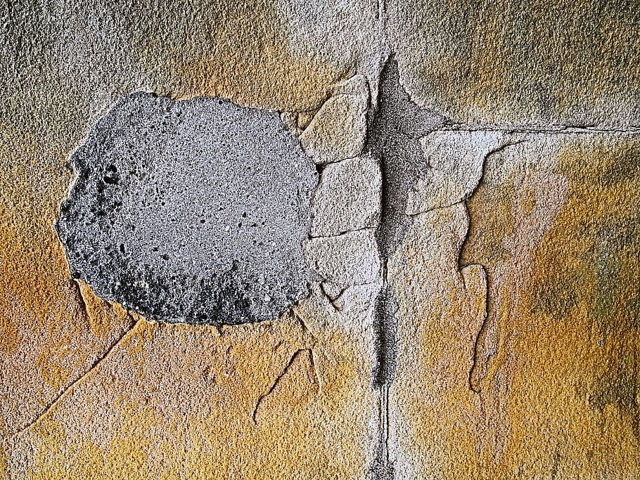 cracked gray concrete wall, slate, rock, texture, path, rug, walkway HD wallpaper
