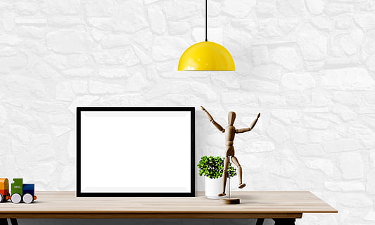 poster, wall, mockup, interior, frame, template, desk, presentation HD wallpaper