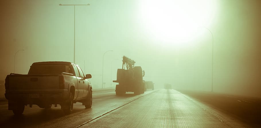 canada, edmonton, transportation, mode of transportation, fog HD wallpaper