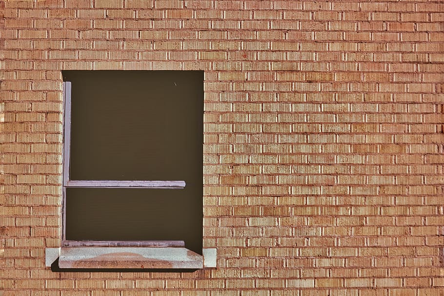 brown bricked wall, brick wall, window, wall - building feature HD wallpaper