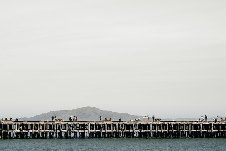 nature, water, mountain, dock, people, travel, sea, sky, architecture HD wallpaper