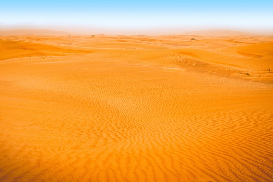 Desert landscape with blue sky. Dunes background, sand, scenics - nature HD wallpaper