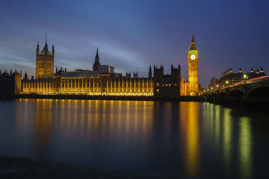 architecture, big ben, bridge, building, city, cityscape, dusk HD wallpaper