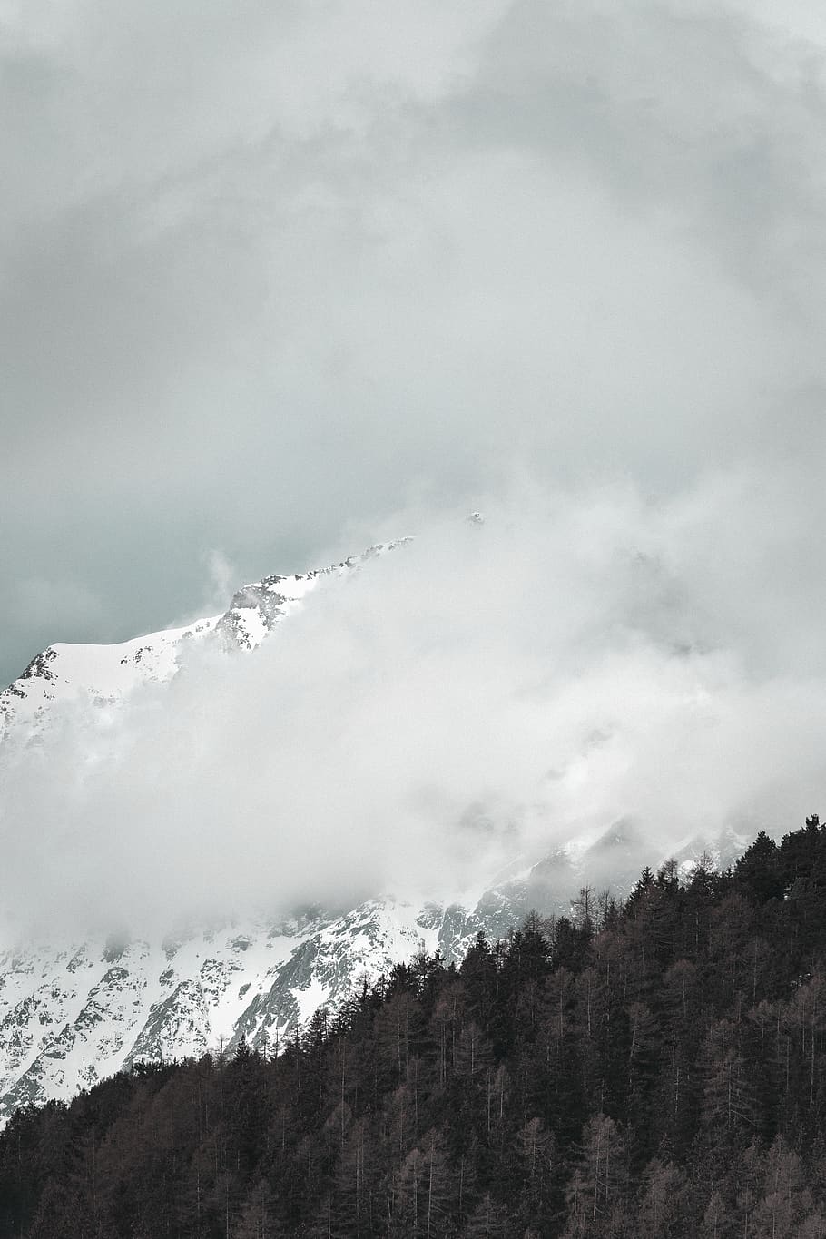 White and Black Mountain, altitude, bird's eye view, clouds, cold HD wallpaper