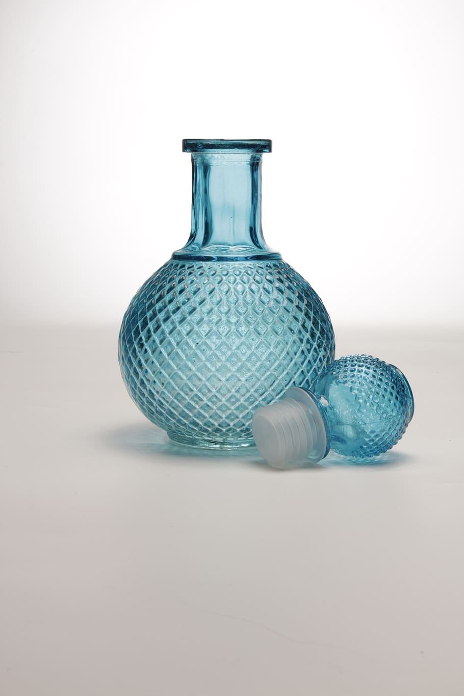 bottle, blue, glass, container, still life, indoors, no people HD wallpaper