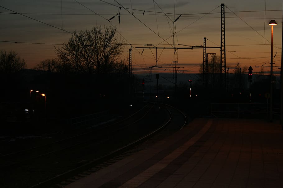 germany, hamelin, railroad track, rail transportation, sunset HD wallpaper