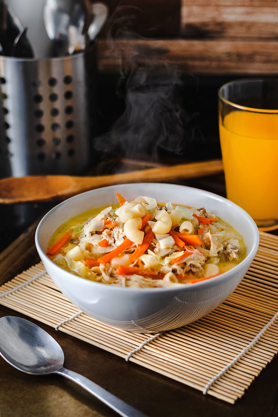 elbow noodles soup, food and drink, ready-to-eat, bowl, table HD wallpaper