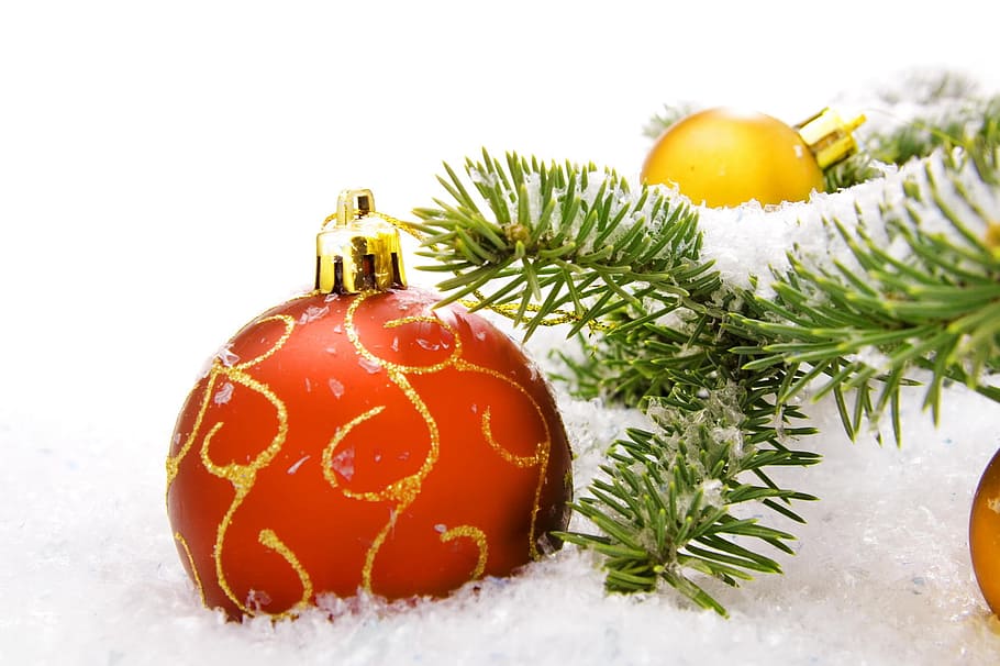 ball, snow, shine, isolated, wallpaper, decoration, fun, white HD wallpaper