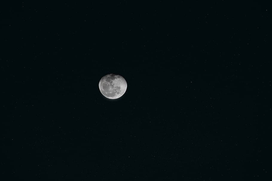 Gibbous moon, night, mauritius, space, flic en flac, lunar, black HD wallpaper