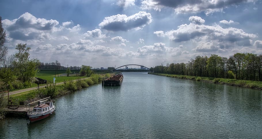 channel, waters, river, reflection, lake, panorama, boat, ship HD wallpaper