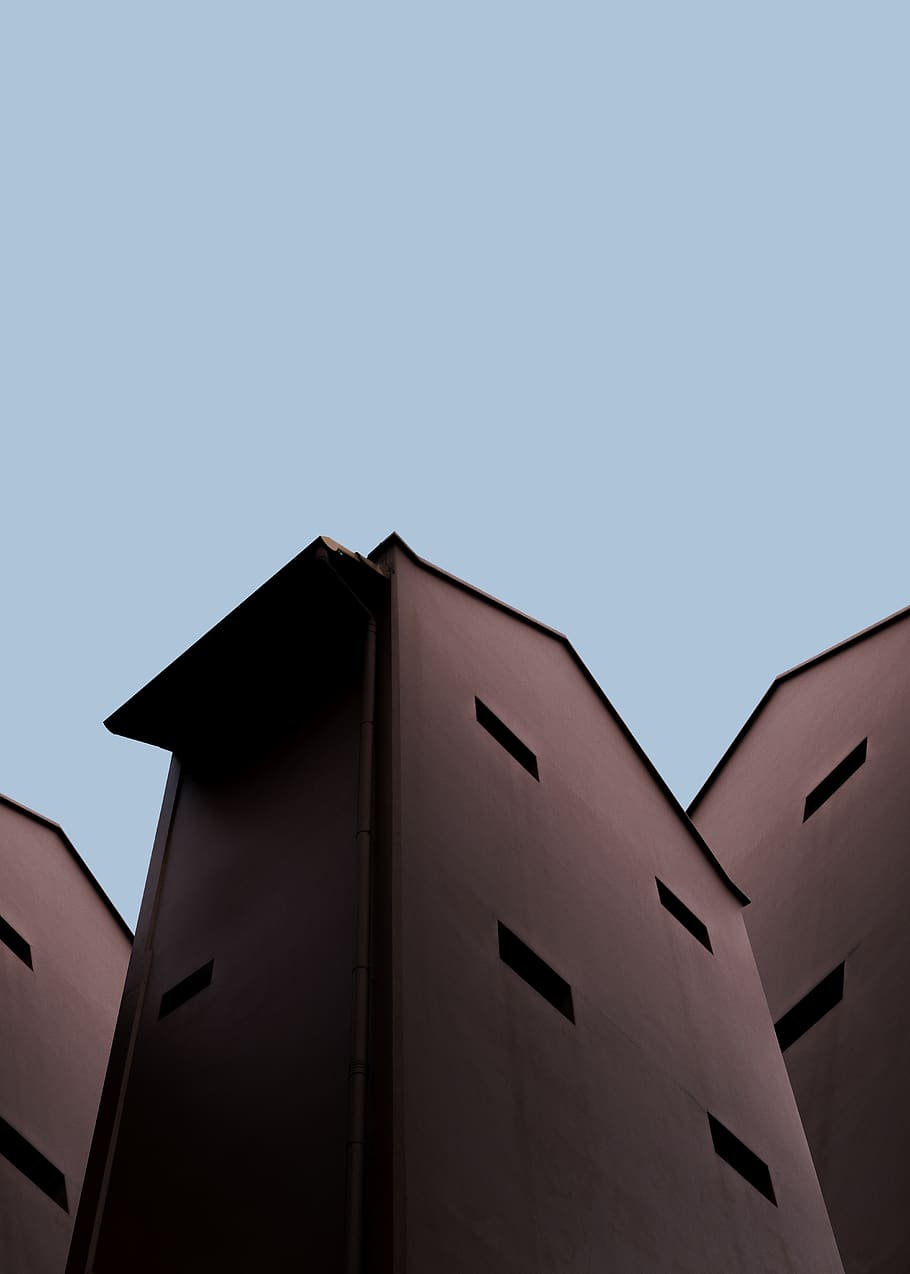 pink concrete building, low angle view, sky, clear sky, built structure HD wallpaper