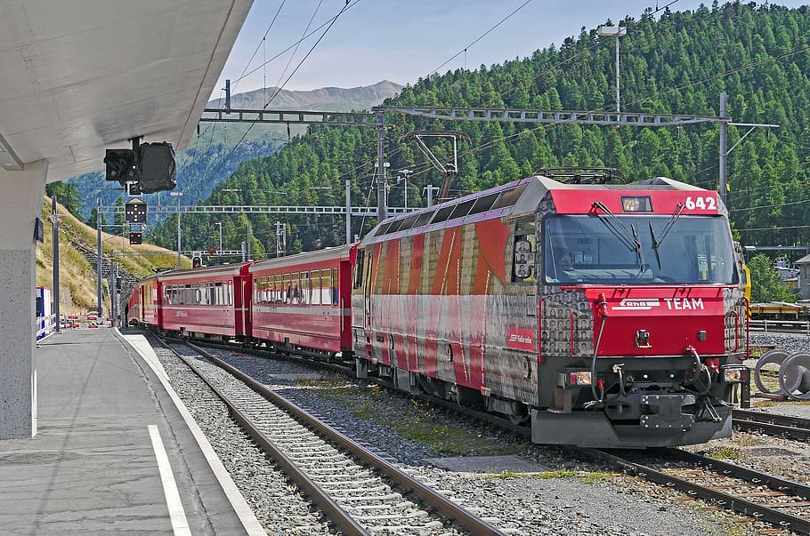 st moritz, hbf, gateway, regional train, electric locomotive, HD wallpaper
