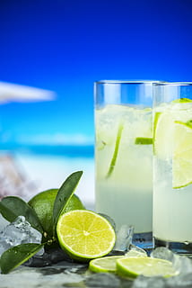 Two Glasses of Lime Juice, beverage, citrus, close-up, cold, cold drink HD wallpaper