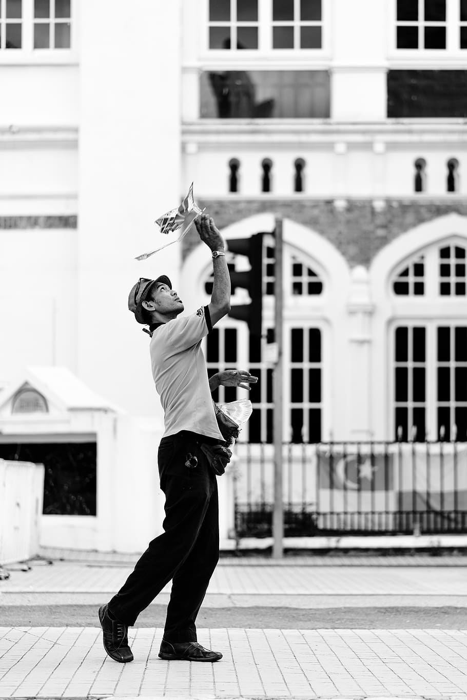 man standing greyscale photography, person, human, shoe, apparel HD wallpaper